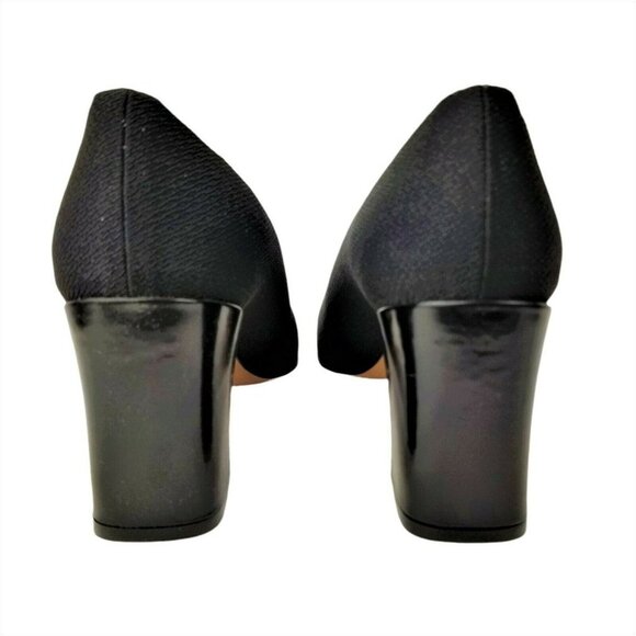 Via Spiga Women's Black Italian Square Toe Slip On Pump Block Heels Size 9 AA - Picture 7 of 11